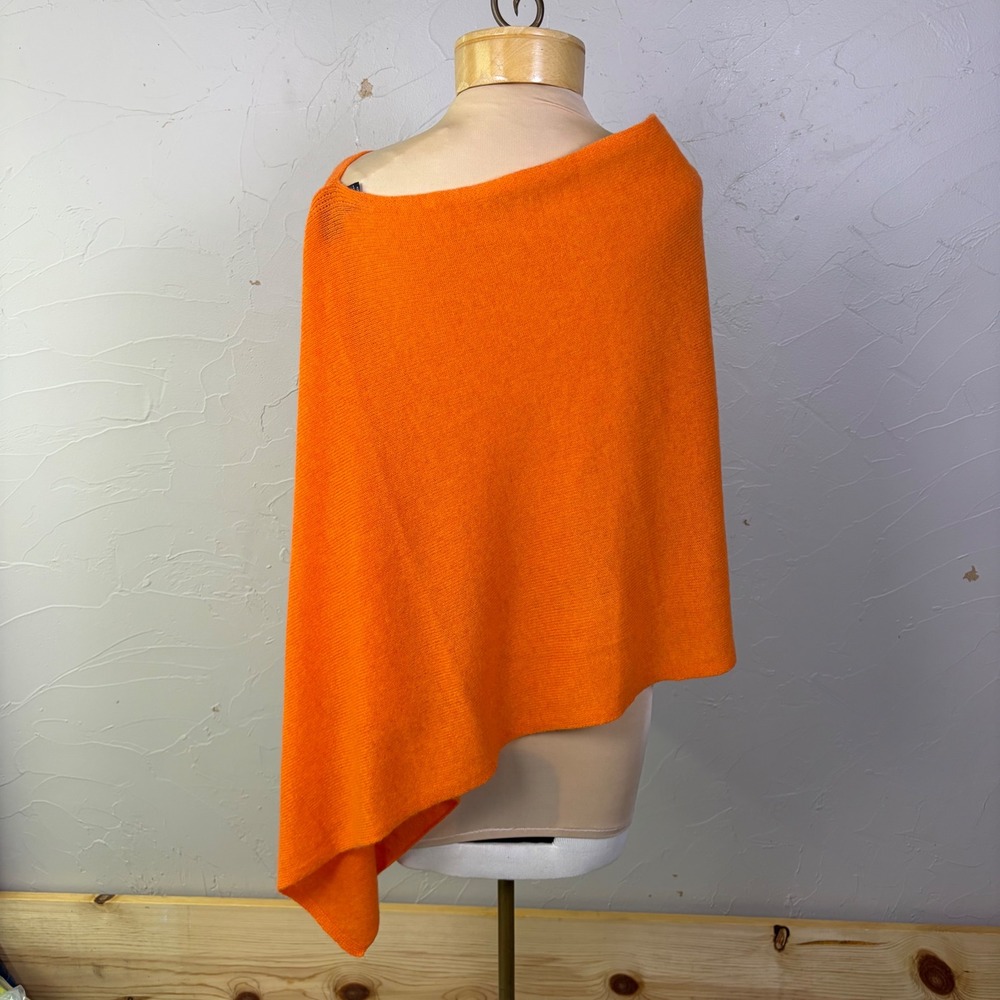 Claudia Nichole 100% Cashmere Poncho Wrap Womens OS Orange Luxury N Chic Nursing